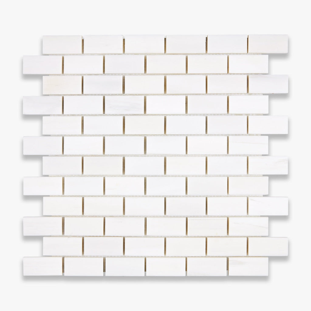 Bianco Dolomite Honed 1x2 Brick Marble Mosaic