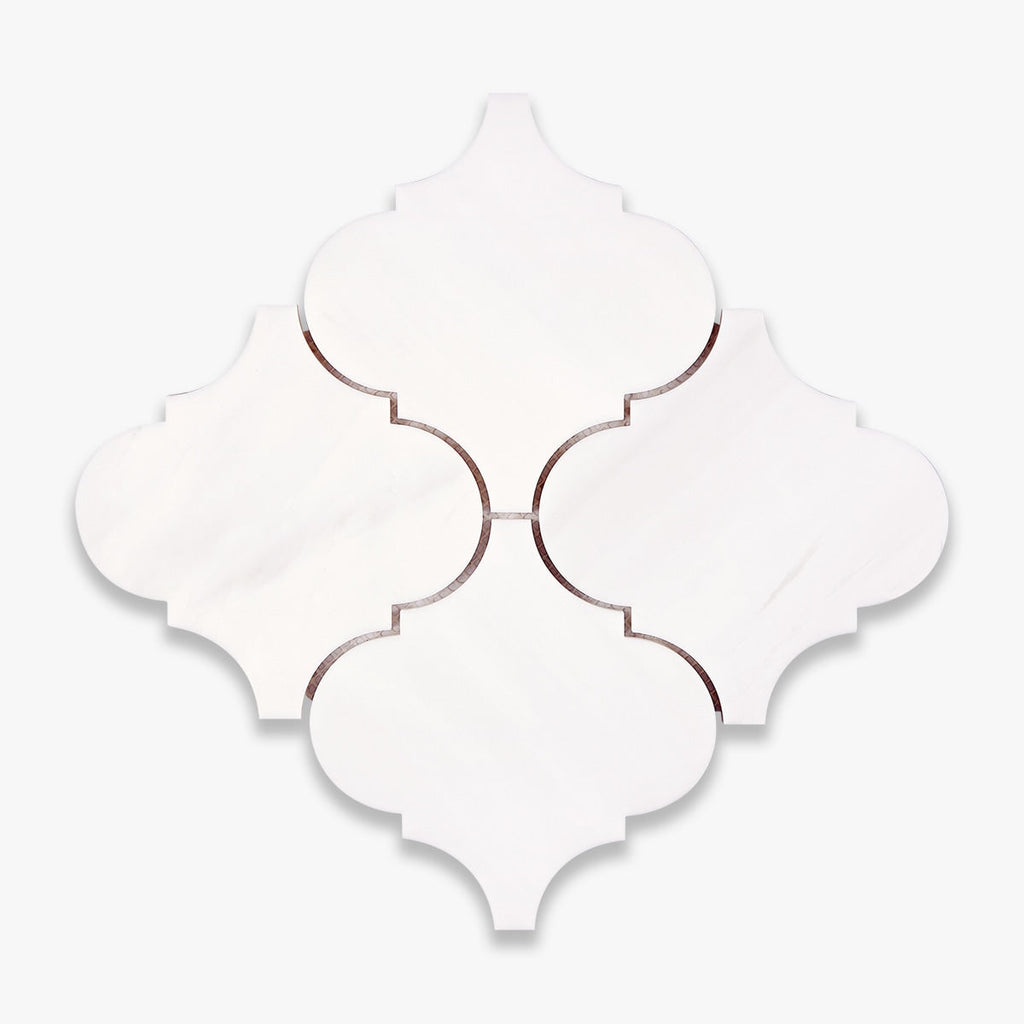 Bianco Dolomite Honed 6 INCH Arabesque Marble Mosaic