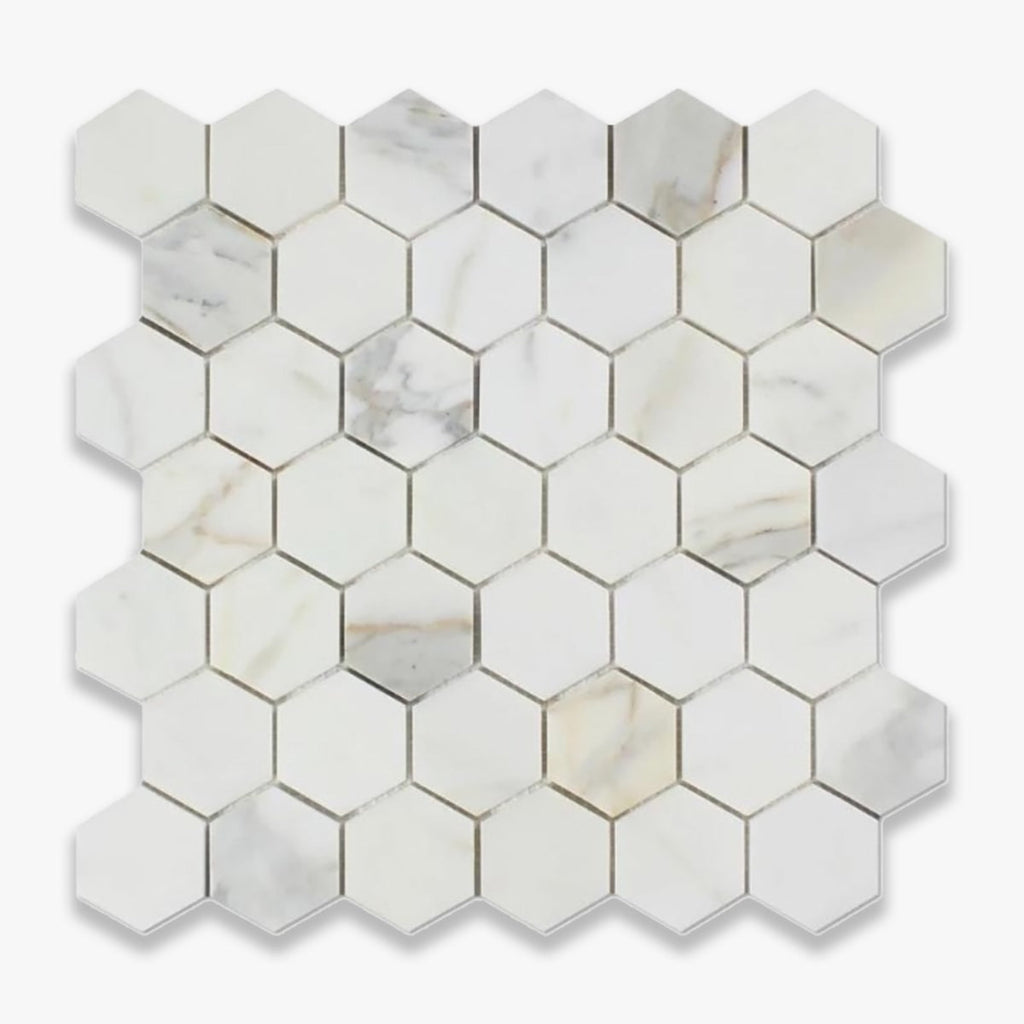 Calacatta Gold Polished 2 INCH Hexagon Marble Mosaic