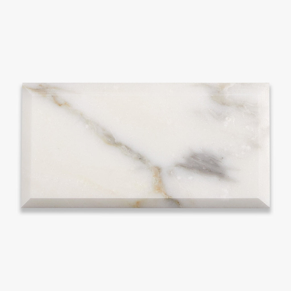 Calacatta Gold Polished 3x6 Deep Beveled Marble Tile