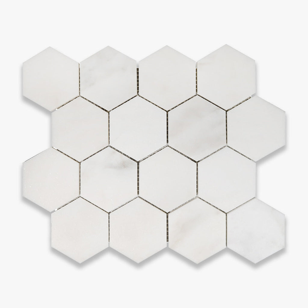 Calacatta Royale Polished 3 INCH Hexagon Marble Mosaic