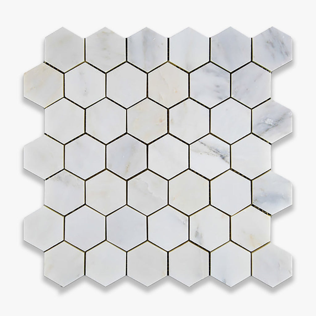 Calacatta Bellini Honed 2 Inch Hexagon Marble Mosaic