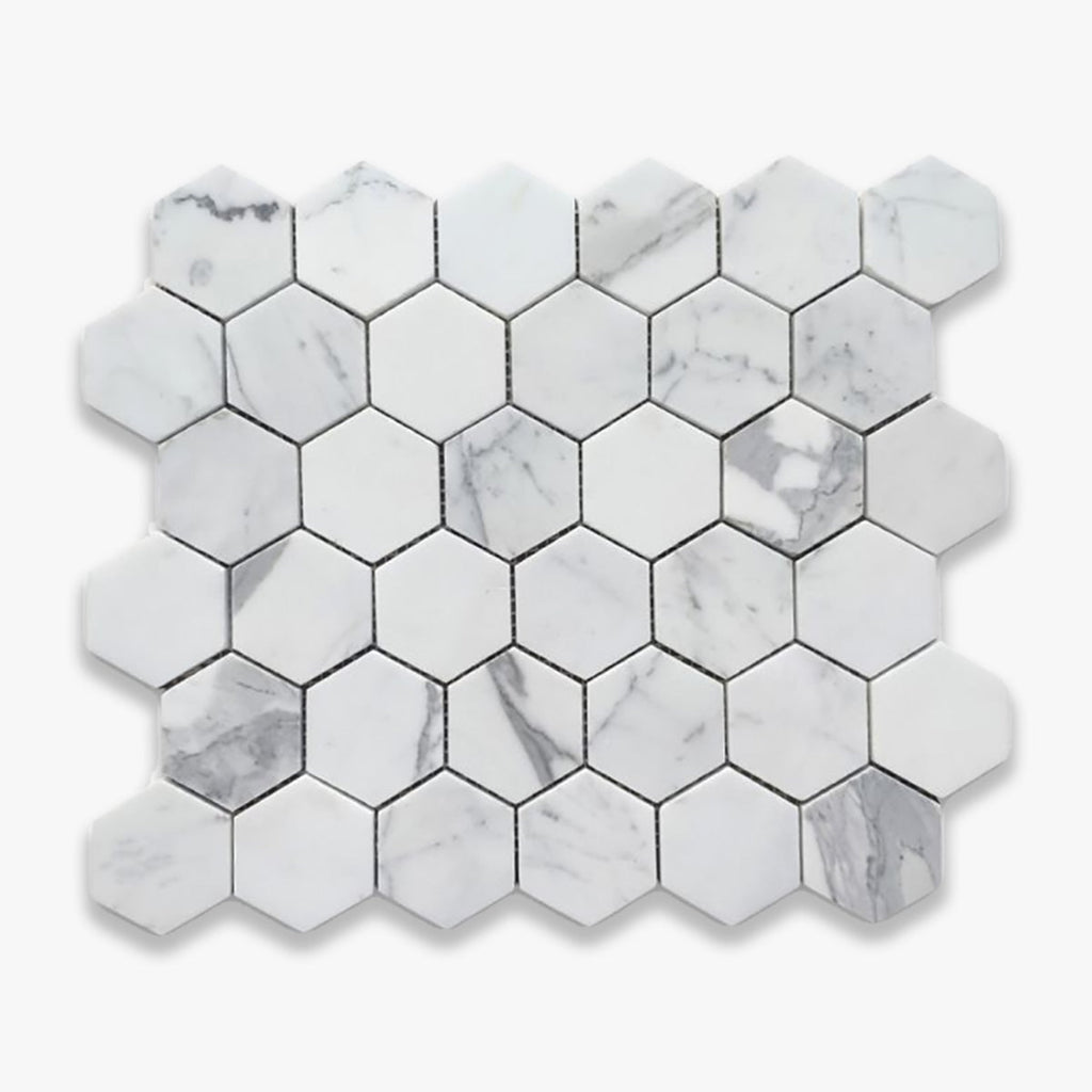 Statuary Polished 2 Inch Hexagon Marble Mosaic