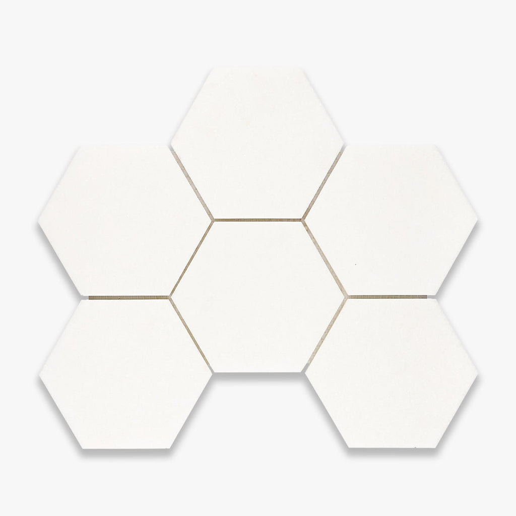 Thassos Honed 5 INCH Hexagon Marble Mosaic