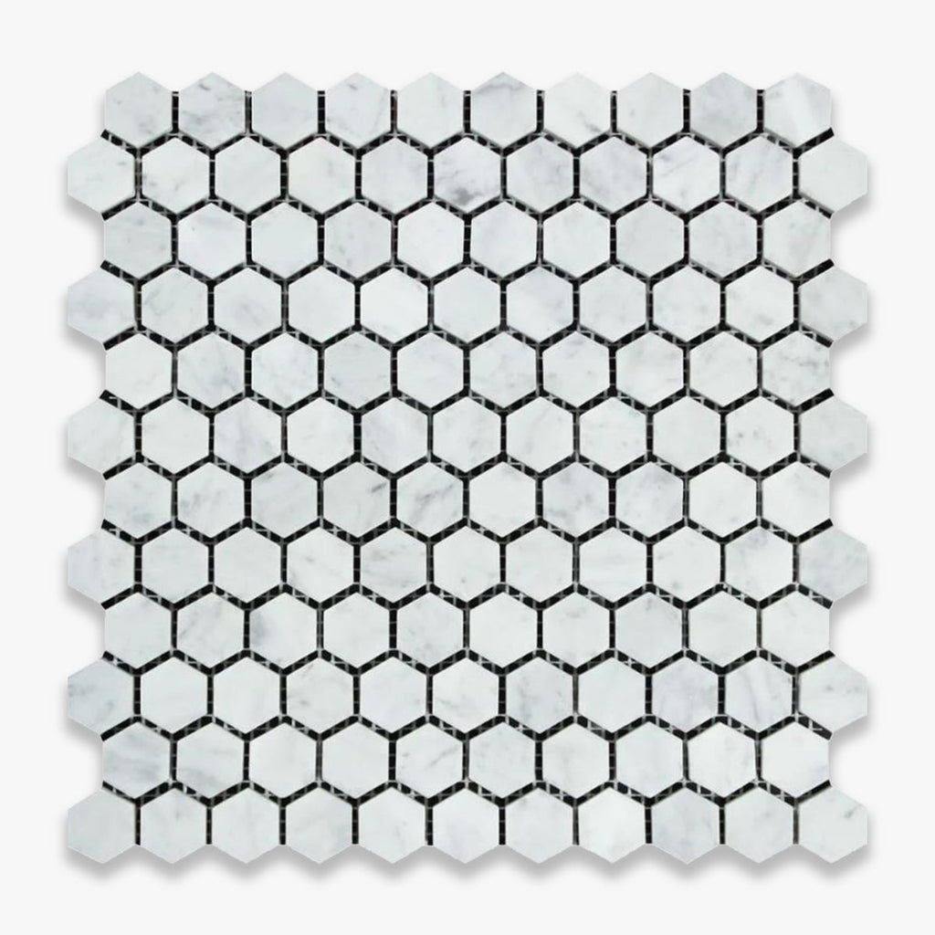 Carrara White Polished 1 INCH Hexagon Marble Mosaic